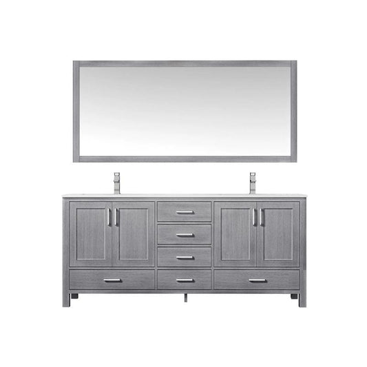 Lexora Vanities Lexora Jacques Modern 72" Distressed Grey Double Sink Vanity with Mirror