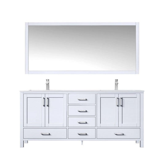 Lexora Vanities Lexora Jacques Modern 72" White Double Sink Vanity with Mirror