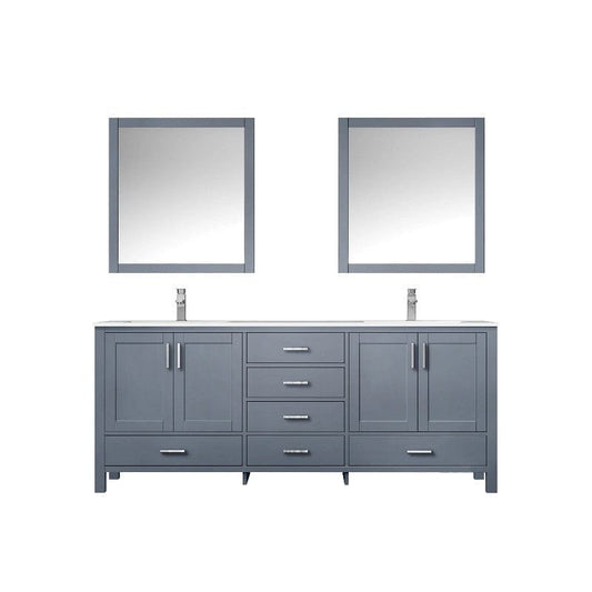 Lexora Vanities Lexora Jacques Modern 80" Dark Grey Double Sink Vanity with Mirror