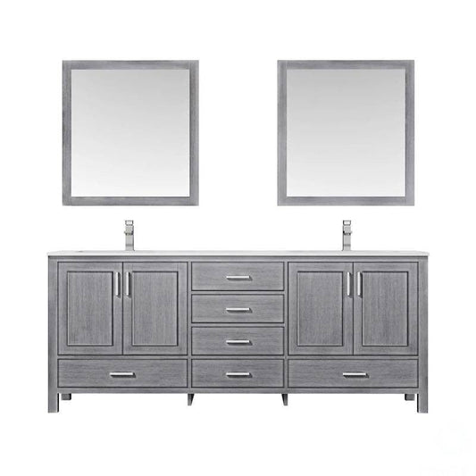 Lexora Vanities Lexora Jacques Modern 80" Distressed Grey Double Sink Vanity with Mirror