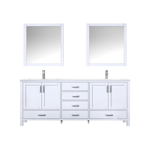 Lexora Vanities Lexora Jacques Modern 80" White Double Sink Vanity with Mirror
