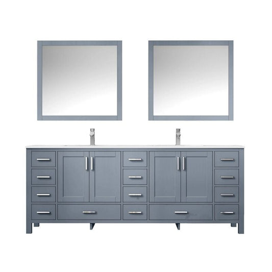 Lexora Vanities Lexora Jacques Modern 84" Dark Grey Double Sink Vanity with Mirror
