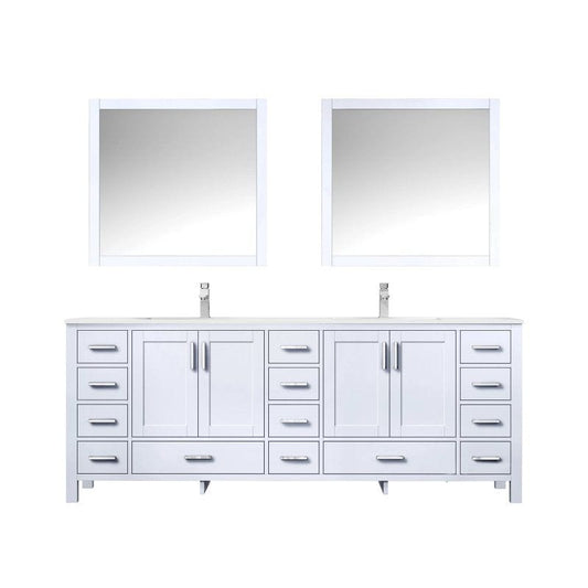 Lexora Vanities Lexora Jacques Modern 84" White Double Sink Vanity with Mirror