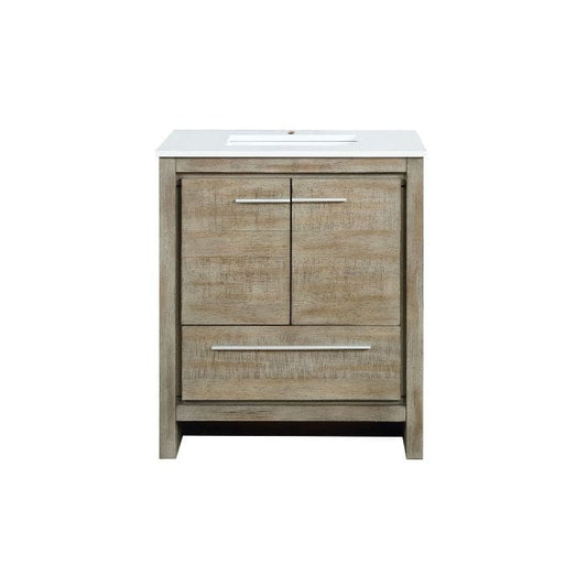 Lexora Vanities Lexora Lafarre Contemporary 30" Rustic Acacia Bathroom Vanity with White Quartz Top