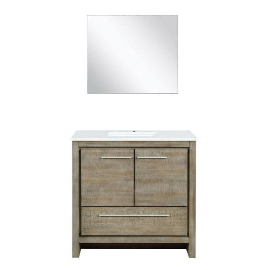 Lexora Vanities Lexora Lafarre Contemporary  36" Rustic Acacia Bathroom Vanity with Frameless Mirror