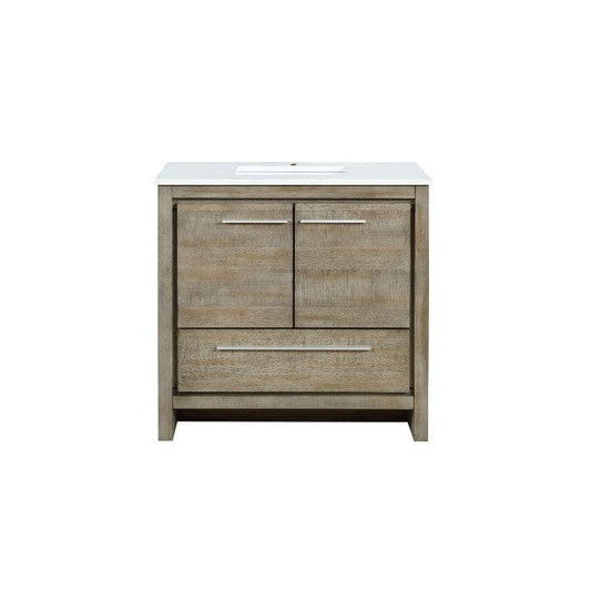Lexora Vanities Lexora Lafarre Contemporary 36" Rustic Acacia Bathroom Vanity with White Quartz Top