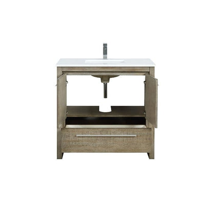 Lexora Vanities Lexora Lafarre Contemporary 36" Rustic Acacia Bathroom Vanity with White Quartz Top and Labaro Rose Gold Faucet