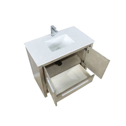 Lexora Vanities Lexora Lafarre Contemporary 36" Rustic Acacia Bathroom Vanity with White Quartz Top and Labaro Rose Gold Faucet