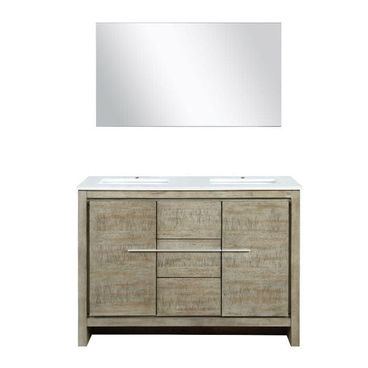 Lexora Vanities Lexora Lafarre Contemporary  48" Rustic Acacia Bathroom Vanity with Frameless Mirror
