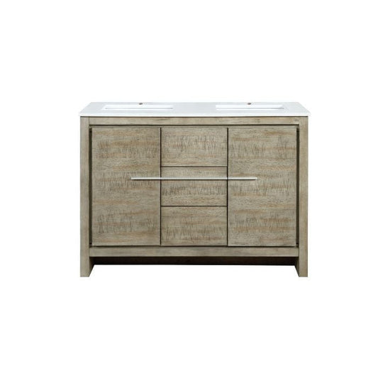 Lexora Vanities Lexora Lafarre Contemporary 48" Rustic Acacia Double Bathroom Vanity with White Quartz Top