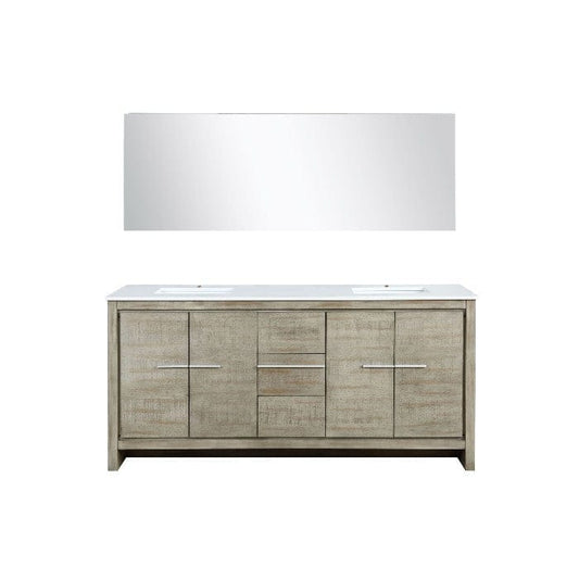 Lexora Vanities Lexora Lafarre Contemporary  72" Rustic Acacia Double Bathroom Vanity with Frameless Mirror
