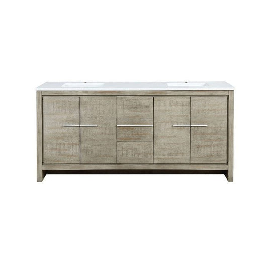 Lexora Vanities Lexora Lafarre Contemporary 72" Rustic Acacia Double Bathroom Vanity with White Quartz Top