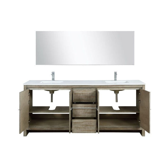 Lexora Lafarre Contemporary  80" Rustic Acacia Double Bathroom Vanity Set w/ Balzani Gun Metal Faucet