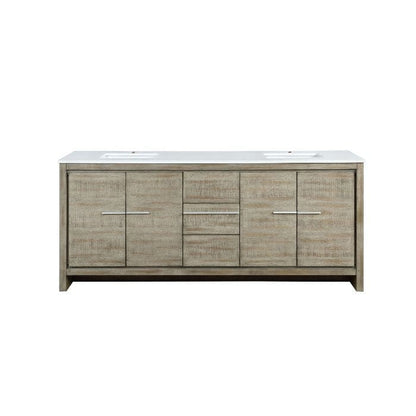 Lexora Vanities Lexora Lafarre Contemporary 80" Rustic Acacia Double Bathroom Vanity with White Quartz Top
