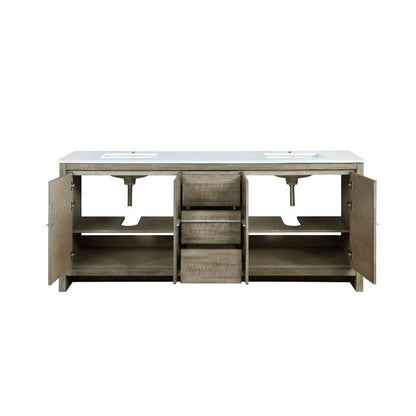 Lexora Vanities Lexora Lafarre Contemporary 80" Rustic Acacia Double Bathroom Vanity with White Quartz Top