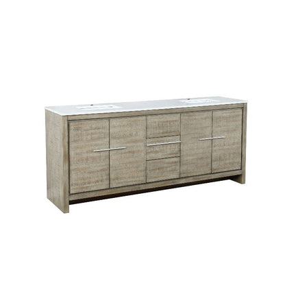 Lexora Vanities Lexora Lafarre Contemporary 80" Rustic Acacia Double Bathroom Vanity with White Quartz Top