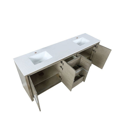 Lexora Vanities Lexora Lafarre Contemporary 80" Rustic Acacia Double Bathroom Vanity with White Quartz Top