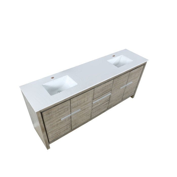 Lexora Vanities Lexora Lafarre Contemporary 80" Rustic Acacia Double Bathroom Vanity with White Quartz Top