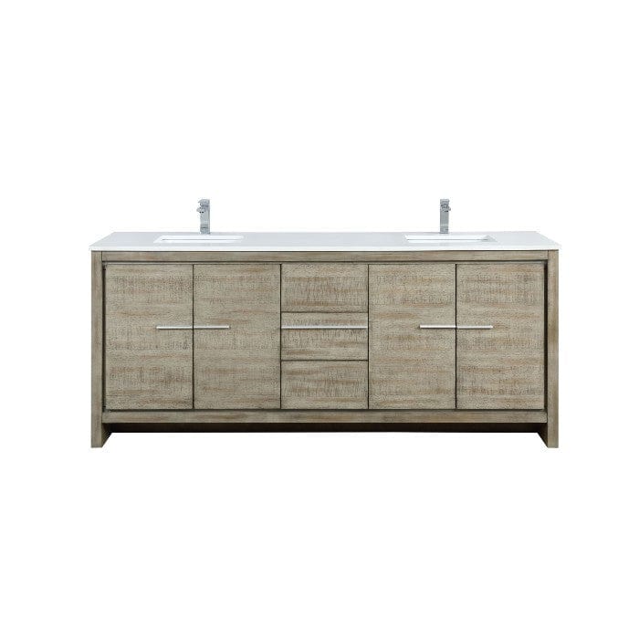 Lexora Vanities Lexora Lafarre Contemporary 80" Rustic Acacia Double Bathroom Vanity with White Quartz Top and Labaro Rose Gold Faucet