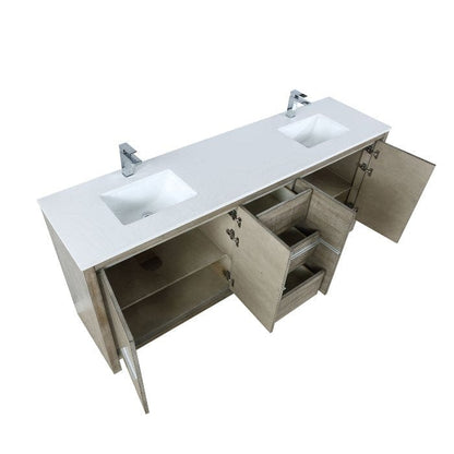 Lexora Vanities Lexora Lafarre Contemporary 80" Rustic Acacia Double Bathroom Vanity with White Quartz Top and Labaro Rose Gold Faucet