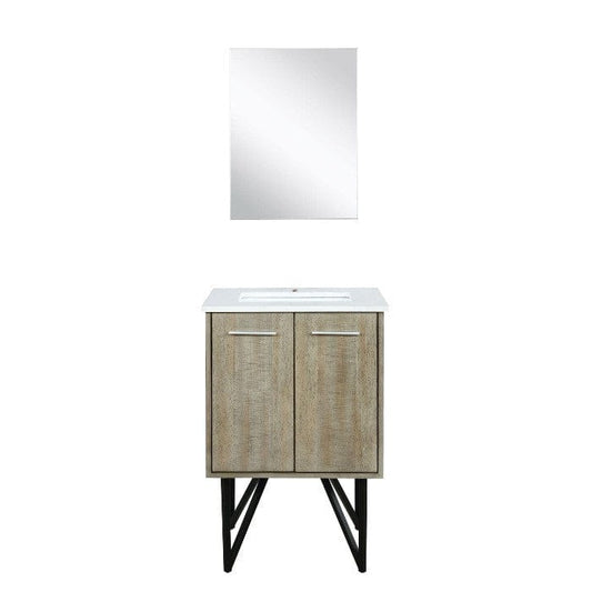 Lexora Vanities Lexora Lancy Modern 24" Rustic Acacia Bathroom Vanity w/ Frameless Mirror