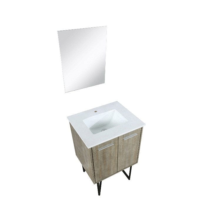 Lexora Lancy Modern 24" Rustic Acacia Square Sink Bathroom Vanity Set w/ Labaro Brushed Nickel Faucet