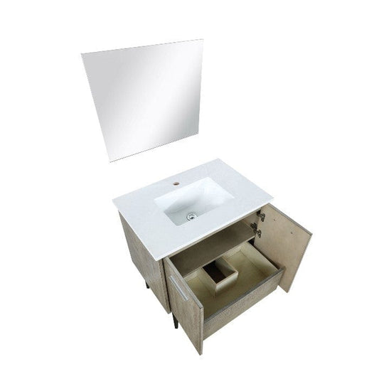 Lexora Vanities Lexora Lancy Modern 30" Rustic Acacia Bathroom Vanity w/  Frameless Mirror