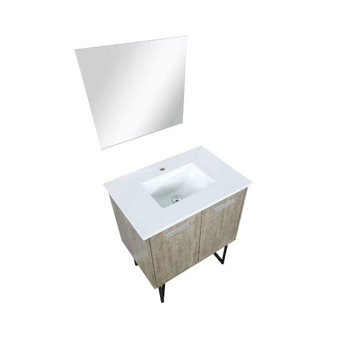 Lexora Lancy Modern 30" Rustic Acacia Square Sink Bathroom Vanity Set w/ Balzani Gun Metal Faucet