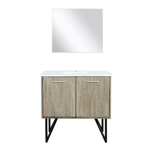 Lexora Vanities Lexora Lancy Modern 36" Rustic Acacia Bathroom Vanity w/  Frameless Mirror