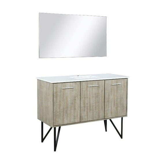 Lexora Vanities Lexora Lancy Modern 48" Rustic Acacia Bathroom Vanity w/  Frameless Mirror