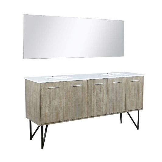 Lexora Vanities Lexora Lancy Modern 72" Rustic Acacia Bathroom Vanity w/  Frameless Mirror