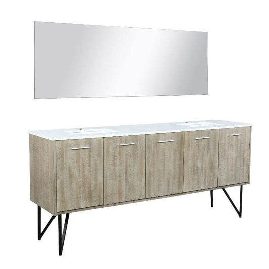 Lexora Vanities Lexora Lancy Modern 80" Rustic Acacia Bathroom Vanity w/ Frameless Mirror