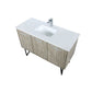 Lexora Lancy Modern Rustic Acacia 48" Square Sink Bathroom Vanity w/ White Quartz Top and Labaro Brushed Nickel Faucet