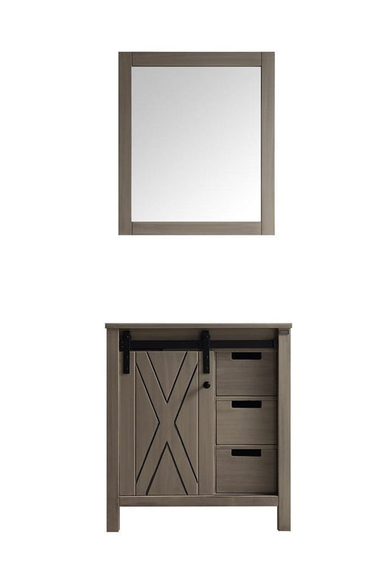 Lexora Vanities Lexora Marsyas 30" Ash Grey Single Vanity | No Top | 28" Mirror