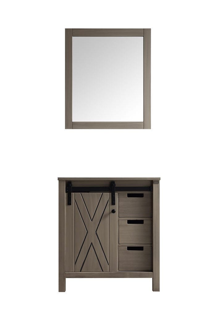 Lexora Marsyas 30" Ash Grey Single Vanity | No Top | 28" Mirror