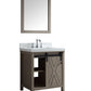 Lexora Marsyas 30" Ash Grey Single Vanity Set | White Carrara Marble Top | White Ceramic Square Undermount Sink | 28" Mirror