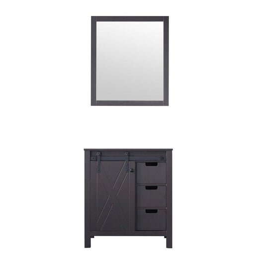 Lexora Marsyas 30" Brown Single Vanity | No Top | 28" Mirror