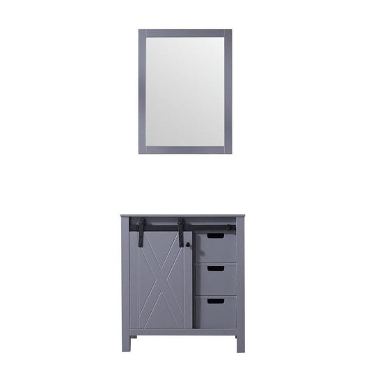 Lexora Marsyas 30" Dark Grey Single Vanity | No Top | 28" Mirror