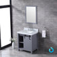 Lexora Marsyas 30" Dark Grey Single Vanity Set | White Carrara Marble Top | White Ceramic Square Undermount Sink | 28" Mirror