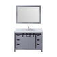 Lexora Marsyas 48" Dark Grey Single Vanity Set | White Carrara Marble Top | White Ceramic Square Undermount Sink | 44" Mirror