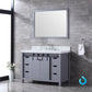 Lexora Marsyas 48" Dark Grey Single Vanity Set | White Carrara Marble Top | White Ceramic Square Undermount Sink | 44" Mirror