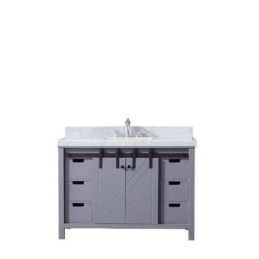 Lexora Vanities Lexora Marsyas 48" Dark Grey Single Vanity | White Carrara Marble Top | White Ceramic Square Undermount Sink | No Mirror
