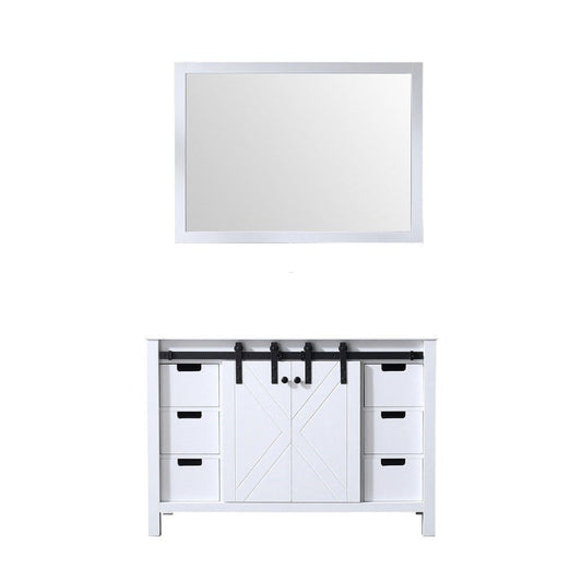 Lexora Marsyas 48" White Single Vanity | No Top | 44" Mirror