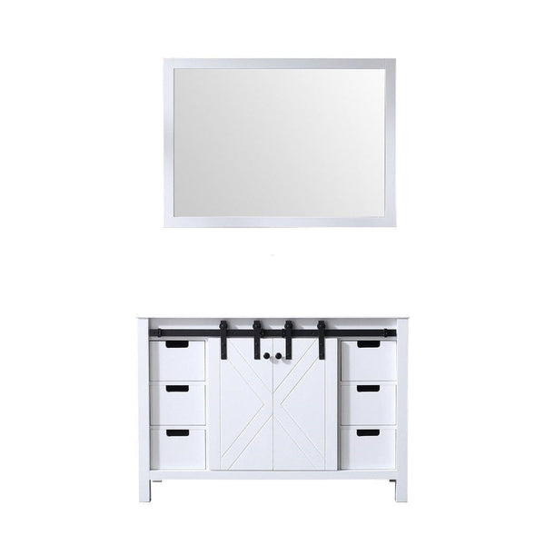 Lexora Marsyas 48 White Single Vanity | No Top | 44 Mirror