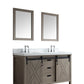Lexora Marsyas 60" Ash Grey Double Vanity Set | White Quartz Top | White Ceramic Square Undermount Sinks | 24" Mirrors