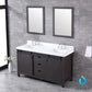 Lexora Marsyas 60" Brown Double Vanity Set | White Quartz Top | White Ceramic Square Undermount Sinks | 24" Mirrors