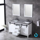 Lexora Marsyas 60" White Double Vanity Set in White | Grey Quartz Top | White Ceramic Square Undermount Sinks | 24" Mirrors