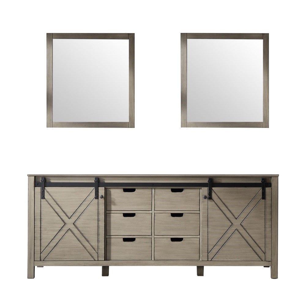 Lexora Marsyas 80" Ash Grey Double Vanity | No Top | 30" Mirrors