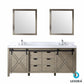 Lexora Marsyas 80" Ash Grey Double Vanity Set | White Quartz Top | White Ceramic Square Undermount Sinks | 30" Mirrors