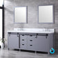 Lexora Marsyas 80" Dark Grey Double Vanity Set | White Carrara Marble Top | White Ceramic Square Undermount Sinks | 30" Mirrors